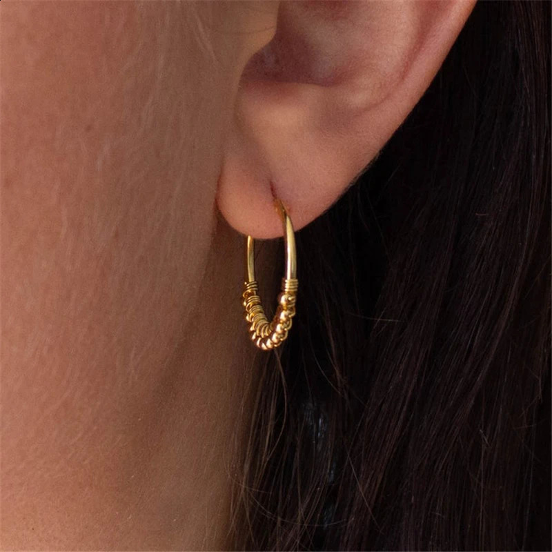 20MM Hoop Earrings 14K Gold Filled Gold Beads Earrings Minimalism Gold Jewelry Brincos Pendientes Boho Earrings 250207