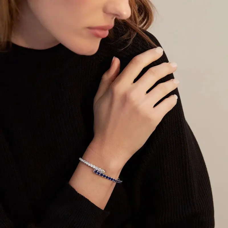 Open Adjusted CZ Cuff Bangle For Women Fashion 3 Colors Red Blue Green Cubic Zirconia Bracelet 250207