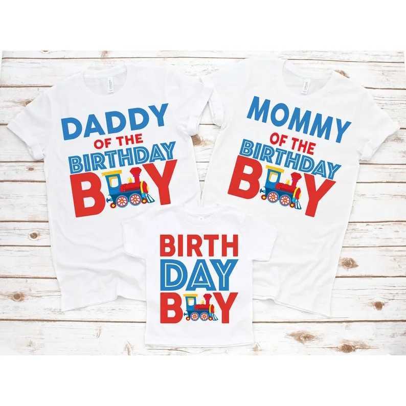 Train Boy Birthday Party Family Matching Clothes Mother Father Son Outfits T-shirt Parent-child T Shirt Short Sleeve Top Gift W250207