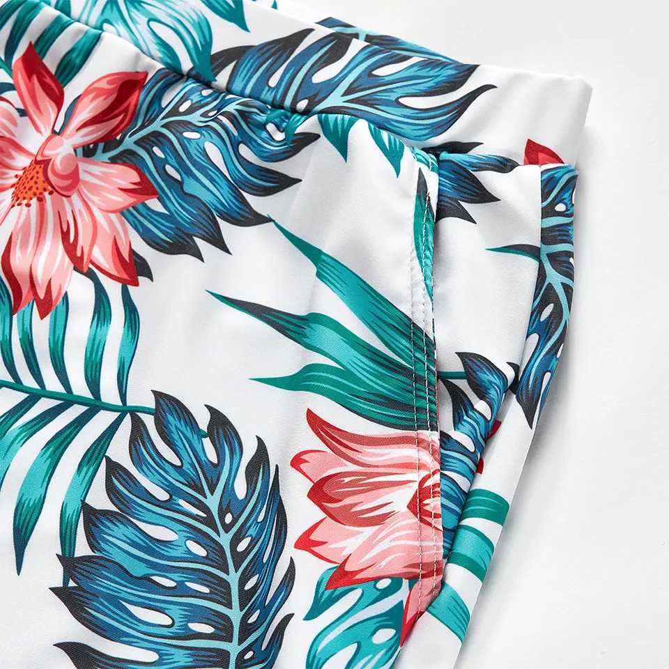 NASHAKAITE Family matching clothes Leaf Print Push Up Swimsuit Mother Daughter Mommy and me swimsuit Dad Son Swimwear Shorts W250207
