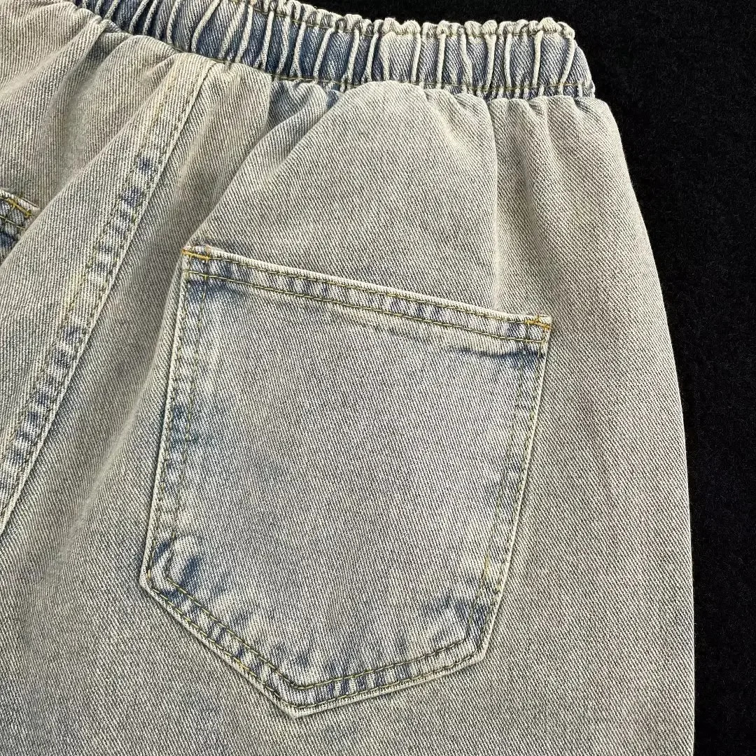 Casual Fashionable Unique Mens Jeans Trendy LooseFit StraightLeg Denim Shorts Style Summer Versatile MidLength Pants 250207
