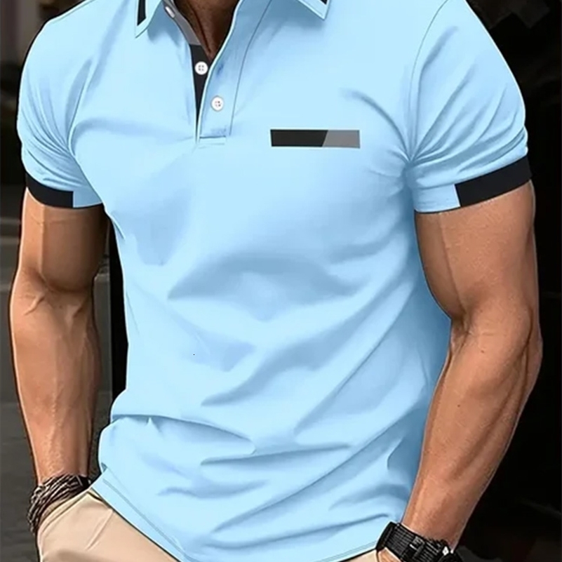 Mens Short Sleeve Polo Shirt Summer Casual Lapel Sports men polos Gift For Men EUROPEAN Measurement 250206