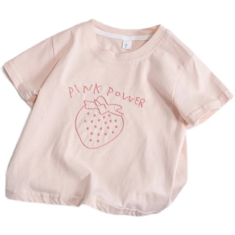 Summer Childrens Short Sleeve GirlsTT-shirt Simple Summer All-Match Baby Girl Half-Length Sleeve Cotton Bottoming Shirt 250207