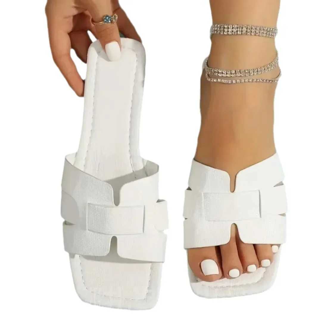 Summer Women Sandals New Outdoor Plus Size 43 Open Toe Flat Slippers Female Square Head Beach Woman Shoes Zapatos De MujerXJ250207