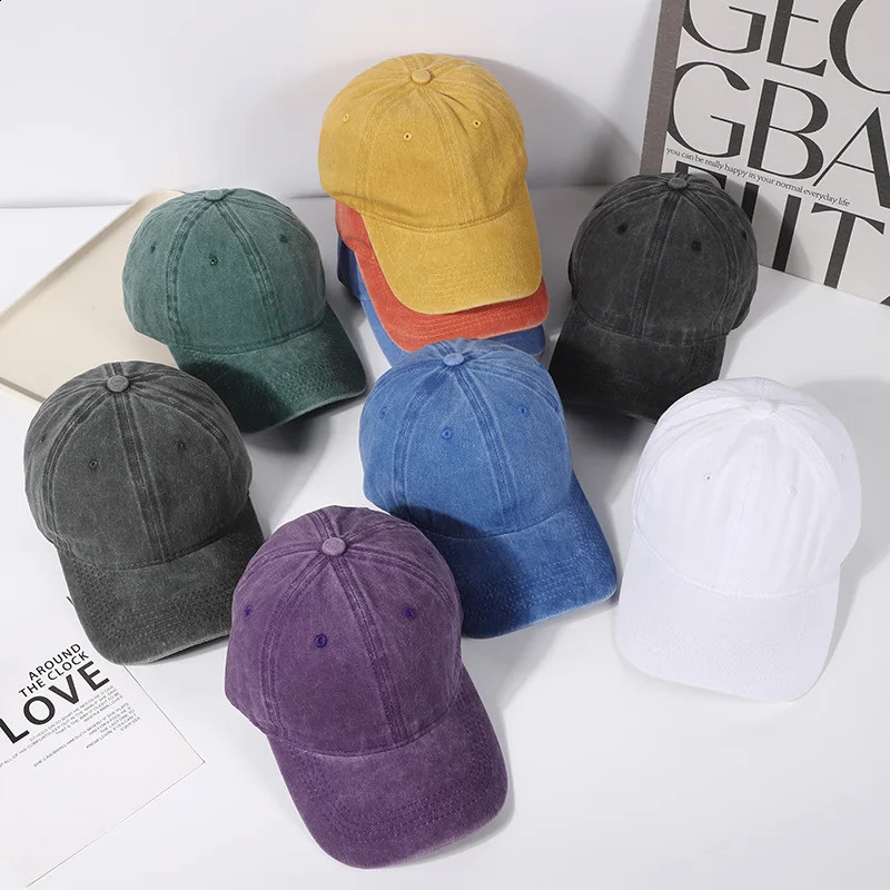 Baseball Cap Washed Cotton Men Women Hat Vintage Hip Hop Caps Solid Color Dad Hat Bone Casquette Outdoor Casual Sport 250206