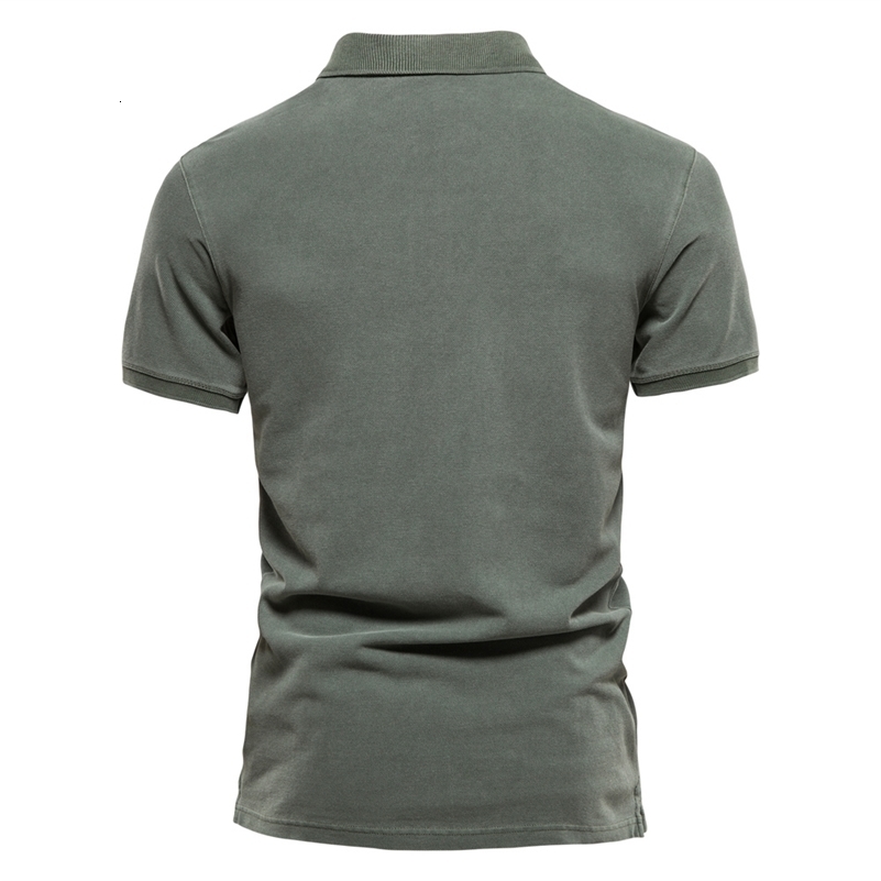 AIOPEON 100% Cotton Solid Color Mens Polo Shirts Casual Short Sleeve Turndown Mens Shirts Fashion Streetwear Polos for Men 250206