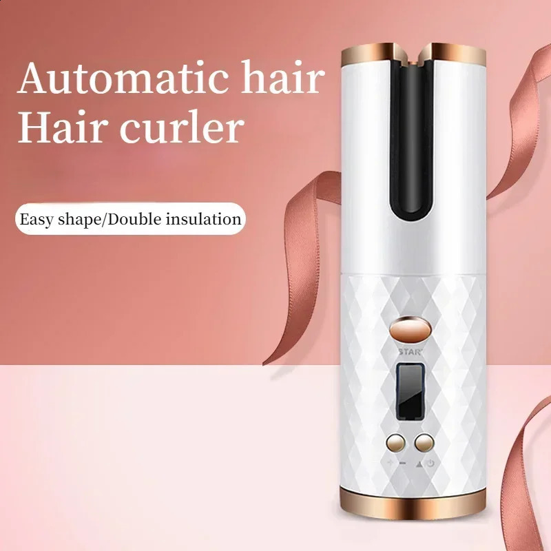 Automatic Hair Culers 3 Color Option USB Charging Portable Wireless Rotate Hair Curler Auto Hair Curling Iron Anti Scalding 250206