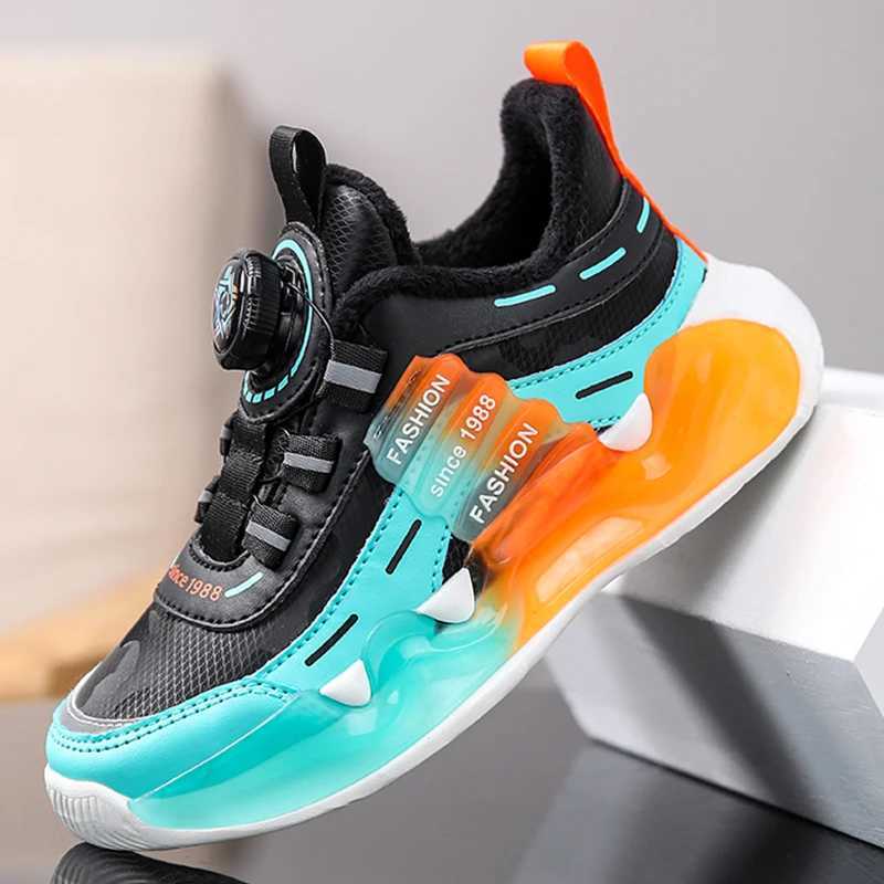 Kids Sneakers Outdoor Sports Comfortable Casual Footwear Fashion Rotating Buckle Wear-resistant Running Shoes for Children W250207