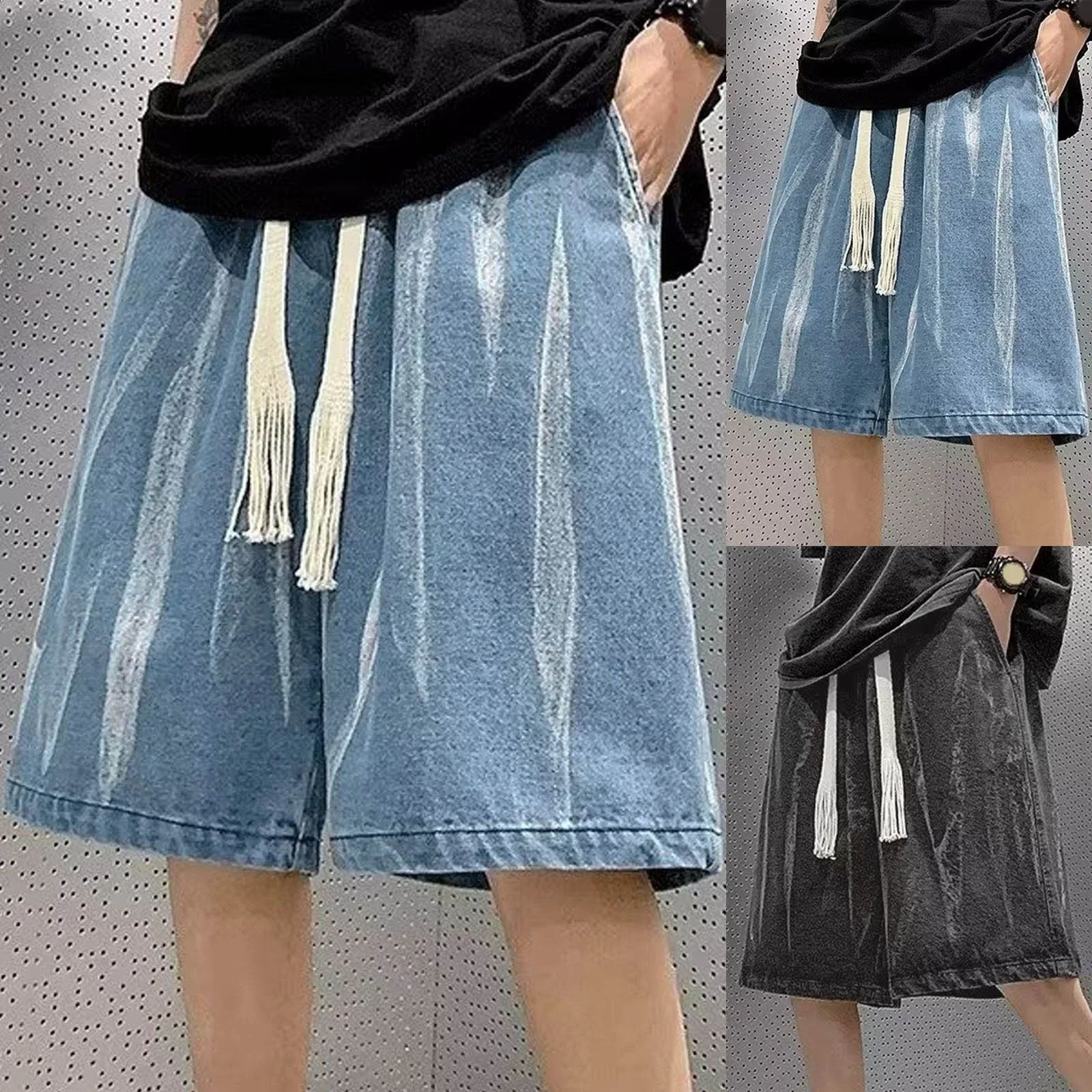 MenS Casual Shorts Summer Loose Hip Hop Cropped Jeans Work Holiday Denim Vintage With Cargo Pockets Fashion Slacks 250120
