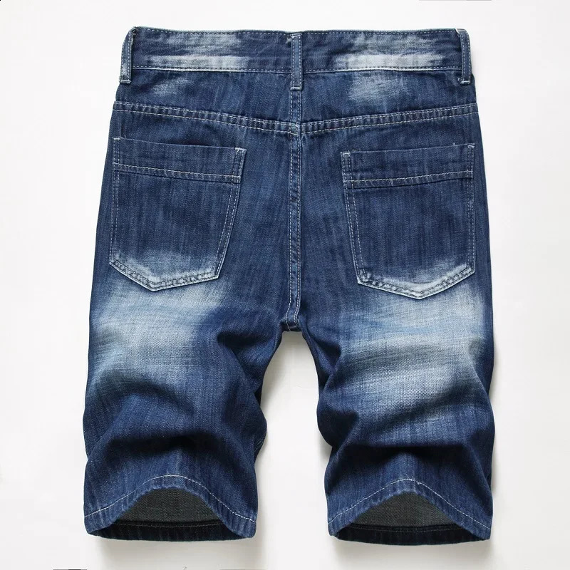 Men Shorts Jeans Denim Pants Mid Length Pant Hole Splice Simple Pockets Regular High Waist Casual Straight Trousers Autumn 250120