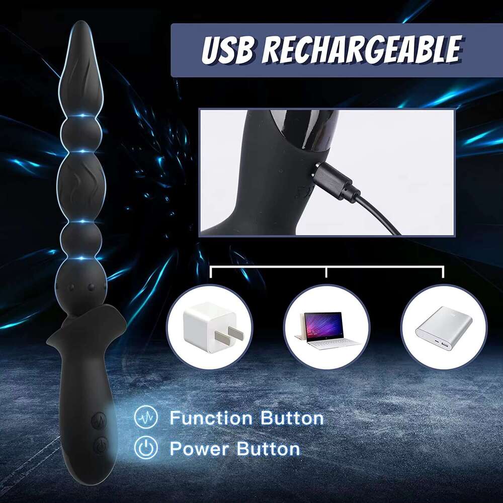 Vibrating Beads Vibrator 10 Frequency Vibration With 3 Strong Shock Motor Anal Sex Prostate Massager Rechargeable Toys