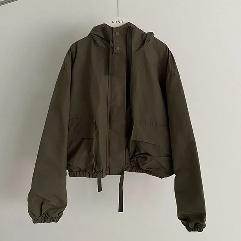 IEFB Style Hooded Jacket Spring Loose Trend Cargo Jackets Zipper Solid Color Fashion Casual Mens Clothing 9A7586 250206