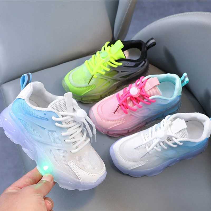 LED Luminous Kids Sneakers Boys and Girls Casual Sport Shoes Lightweight Soft Sole Illuminated Shoe Baby Children Toddler Shoes W250207