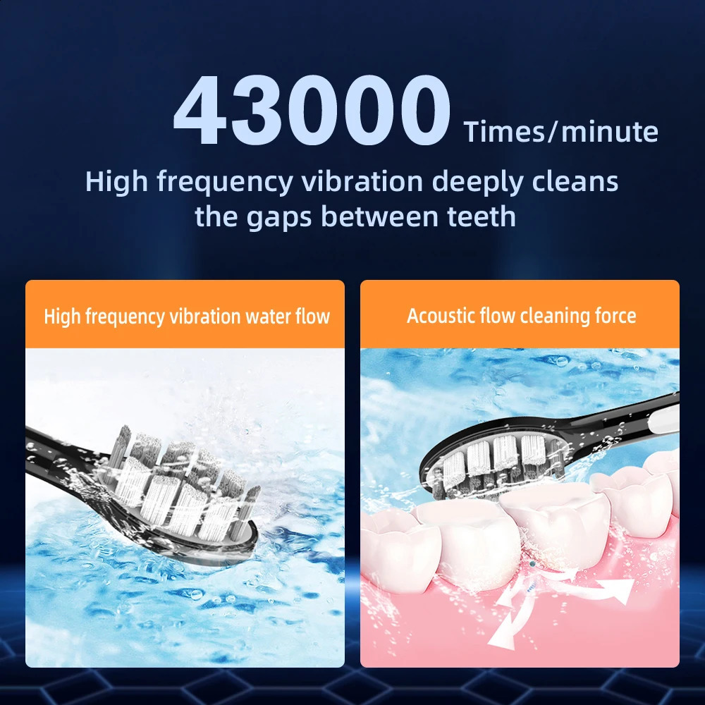 SUBORT S9 Sonic Electric Toothbrush Cordless USB Rechargeable Whitening Toothbrush Waterproof Ultrasonic Automatic Tooth Brush 250206