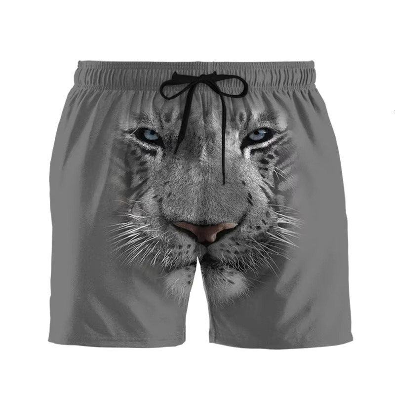 Summer Men's 3D Printing Fashionable Cool Tiger Pattern Surfboard Hawaiian Shorts Casual Men's Beach Shorts Men's Street Wear Swimming 