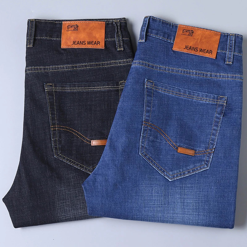 2024 Mens Casual Knee Length Denim Shorts Elastic Straight Cotton Street Jeans Fashion Solid Color 250207