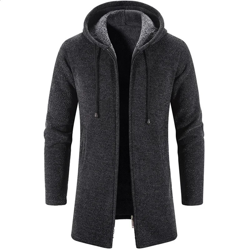 Mens Sweaters Coat Autumn Winter Warm Zipper Medium Long Cardigan Sweaters Man Casual Knitwear Sweatercoat mens clothes 250206