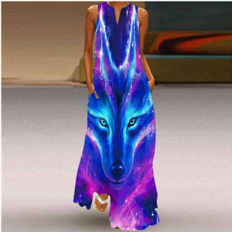 Vintage Flower Print Women Dress Summer Fashion Sexy V-neck Sveless Long Dress Ele Ladies Maxi Dress Fe Robe VestidosXJ2500207