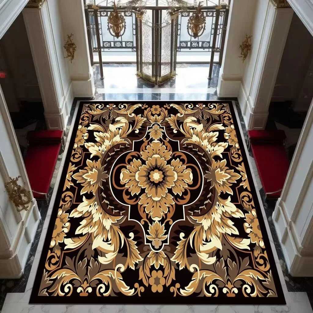 Black Gold High-end Luxury Carpet Living Room Large Area Rug Europe and America Home Decoration Bedroom Rug Washable Floor Mat Z250207