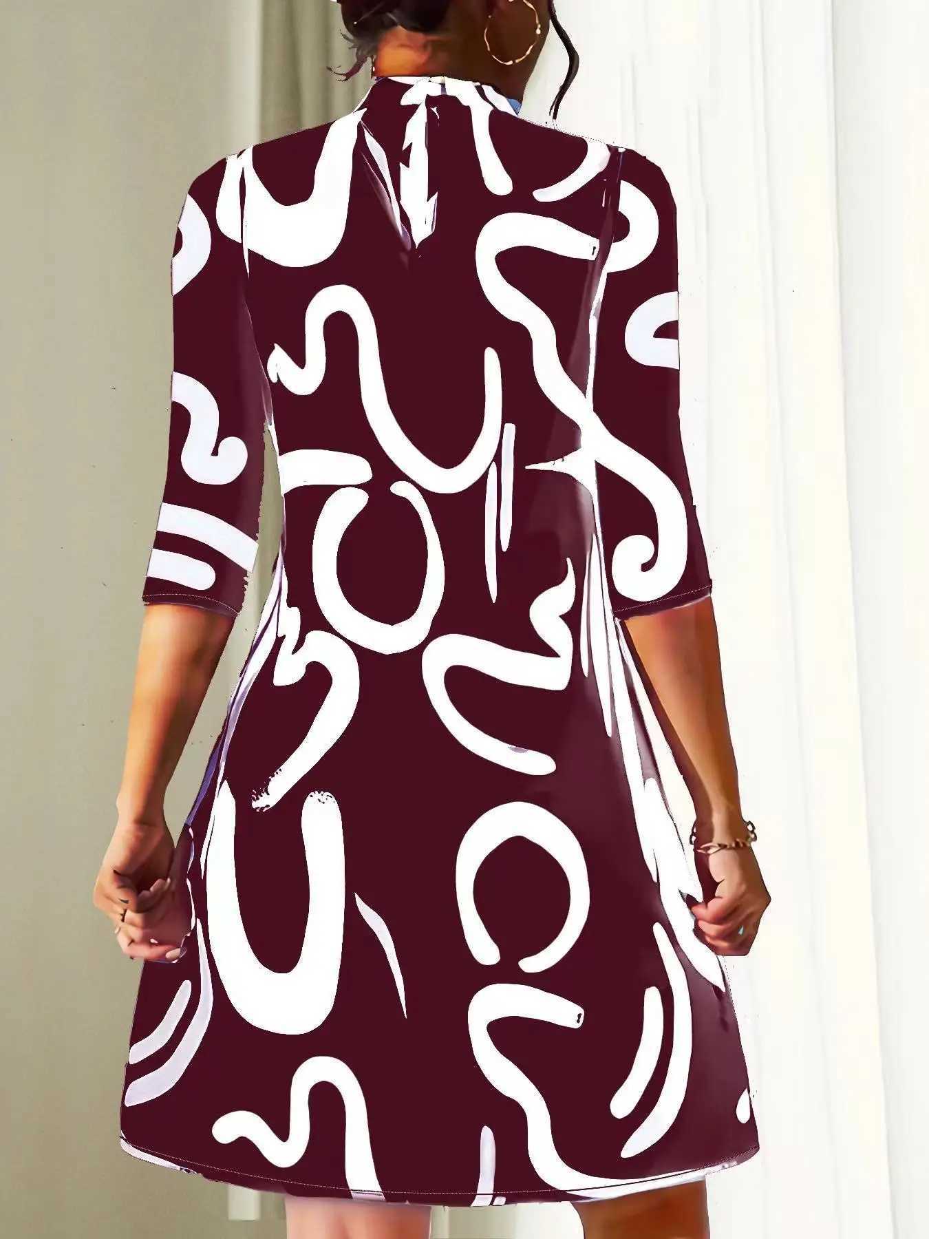 Fashion Long Sve Print Mini Dress Women 2023 Autumn Casual Temperament Office Ladies Dresses For Women Robe FemmeXJ2500207