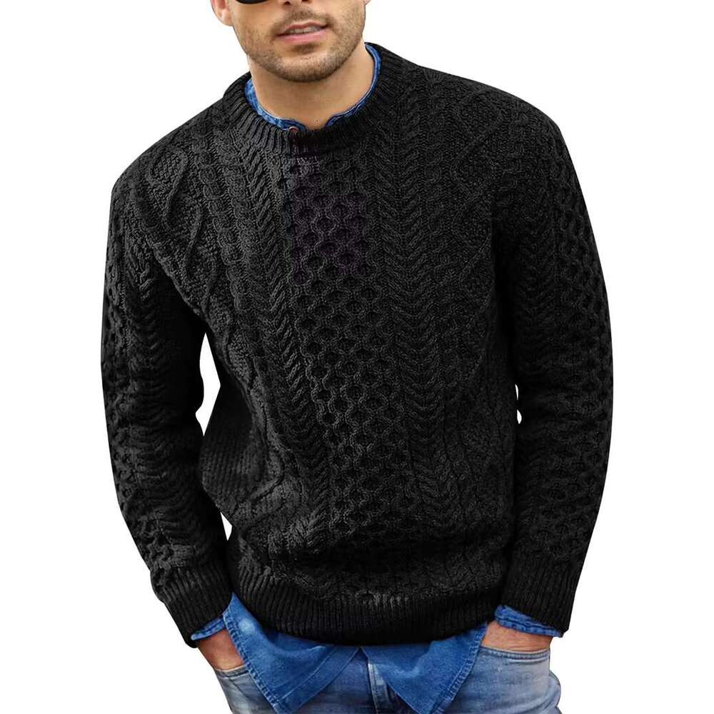 Pink Men's 2024 Autumn Winter New Pure Color Pullover Knitted Sweater Menwear Fashion Large Size Male Clothing