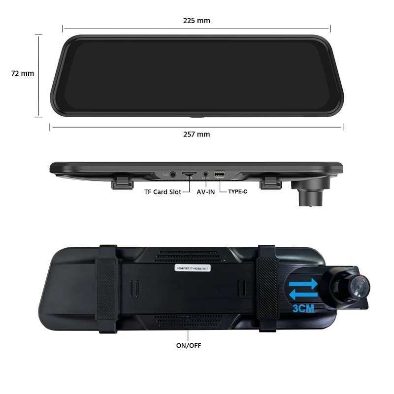 Car dvr DVR Mirror for Car 10Dash Cam Recorder Front Rear Dual Night Vision Camera Black Box GPS WIFI 24H Parking Monitor R250529