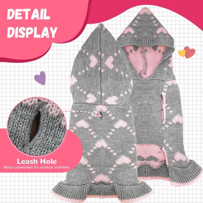 Dog Sweater Dress Dog Clothes Love Print Pet Pullover Knitted Warm Dog Winter Coat Chihuahua Yorkie Poodle Bichon Costume 250206