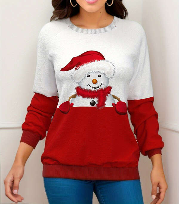 women's hot selg Christmas printed shoulder print t 2024 new casual versatile fashion clothing