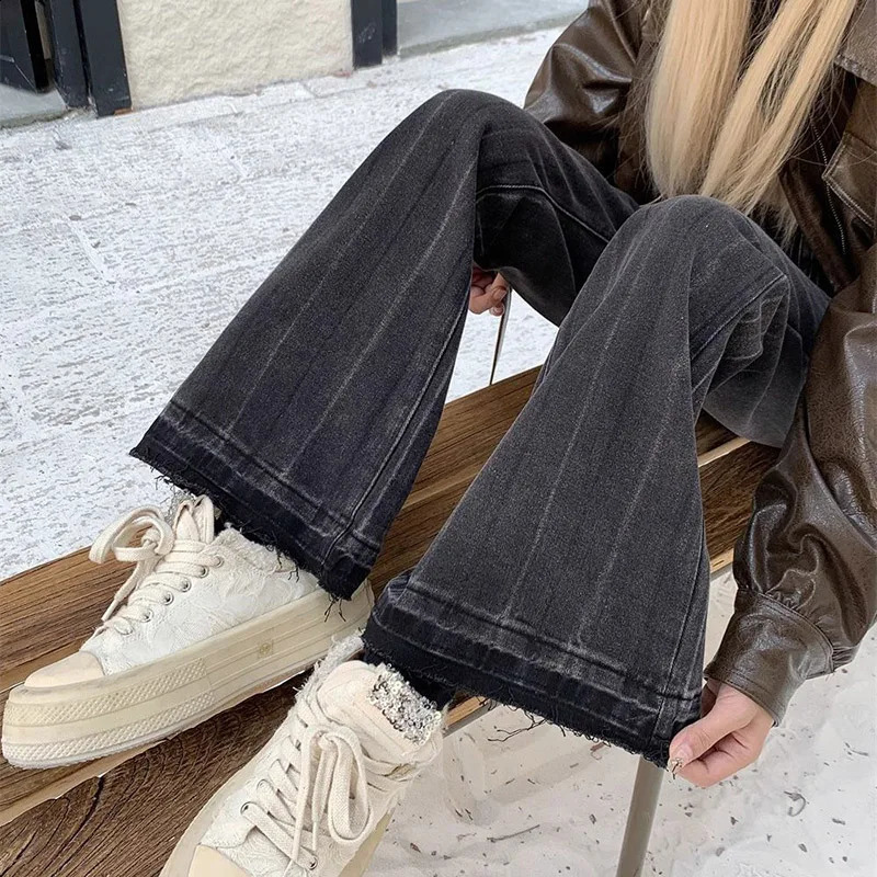 Woman Vintage High Waist Jeans Lady Fashion Street Denim Flare Pants Female Slim Fit ner Bell Bottom Trousers 250206
