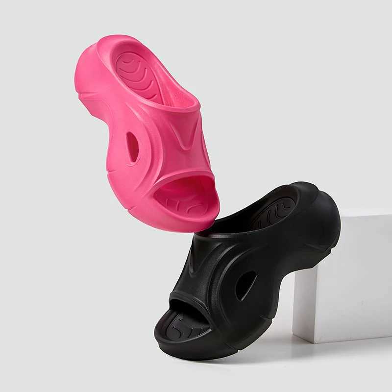 Womens short and chubby platform peeping toe slider EVA summer beach wedge high-heeled sandals Fi solid thick sole N sliderXJ250407