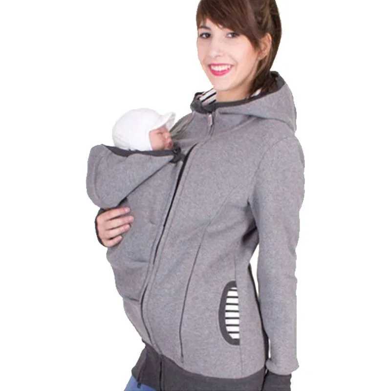 Hooded Baby Carrier Jacket Hoodies Maternity Clothes Autumn Winter Daddy Mom Kangaroo Carry Baby Warm Thick Sweatshirt Outwear W250207