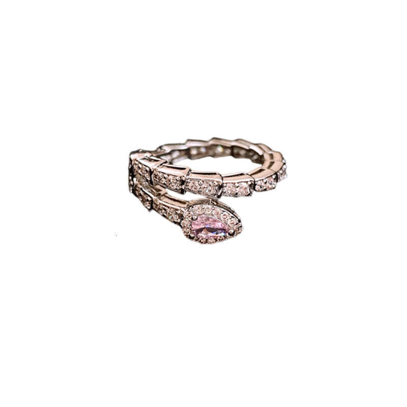 Zircon snake curved opening light luxury cool style, versatile index finger ring, simple and high-end commuting jewelry for women