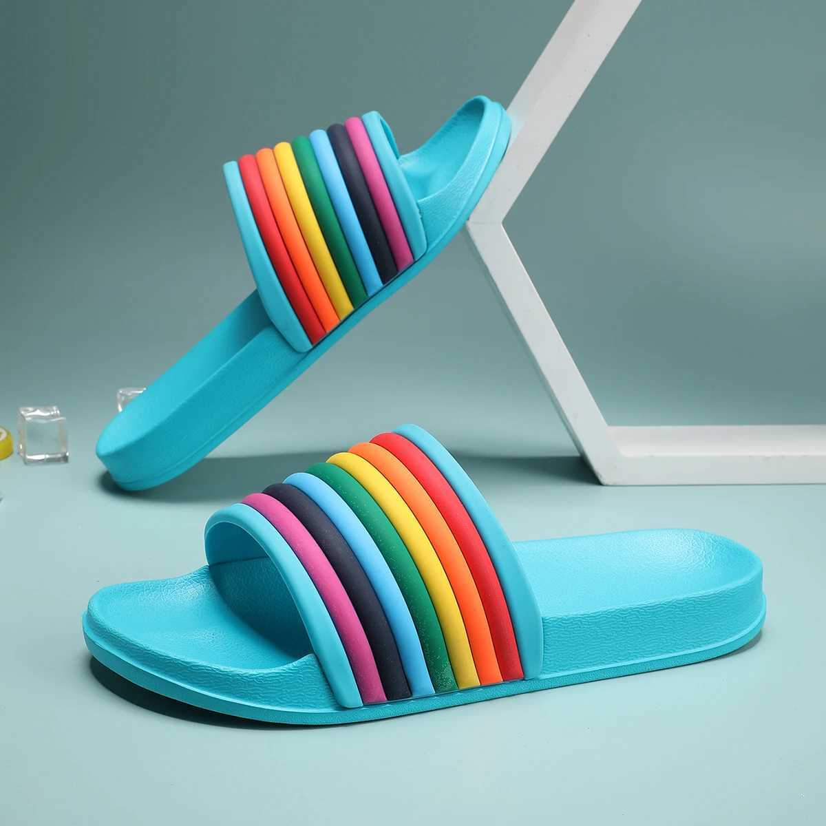 Rainbow Slippers for Women and Men House Slides Shower Sandals Cushied Soft SoleXJ250207