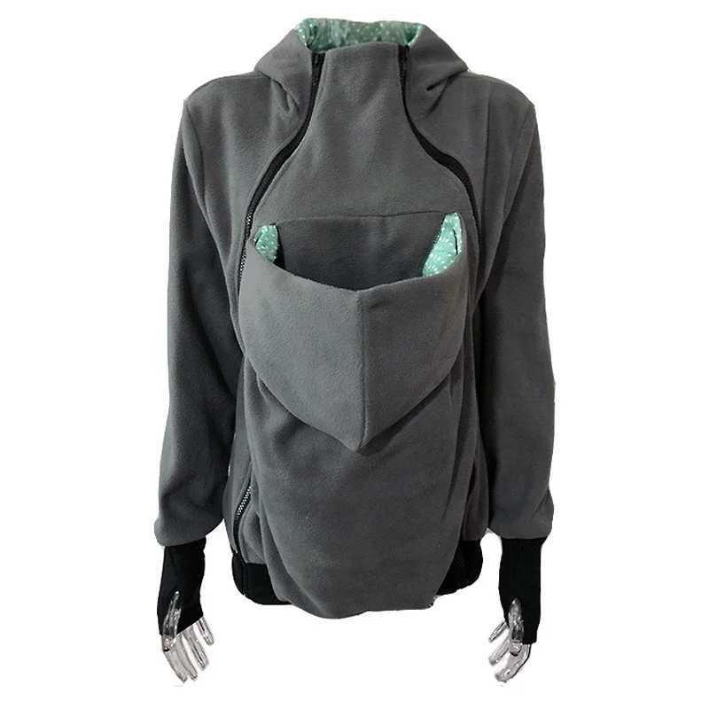 3-in-1 Kangaroo Moms Coats Multi functional Hooded Solid Warm Jackets Postpartum Mom Outdoor Baby Strap Breastfeeding Sweater W250207