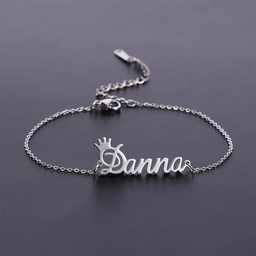Sipuris Custom Name Bracelets With Crown For Women Stainless Steel Customized Personalized Unique Bracelet Jewelry ren 250206