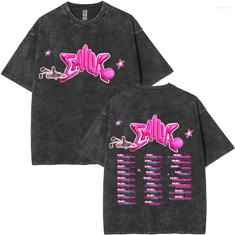 Men's T Shirts Washed Vintage Emilia Mernes MP3 Tour 2025 Fashion Trend Tshirt Men Women High Quality Cotton Oversized T-shirts