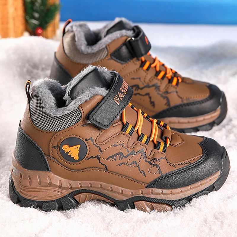 Childrens snow boots cotton warm Comf soft leather waterproof casual anti slip sports shoes W250207
