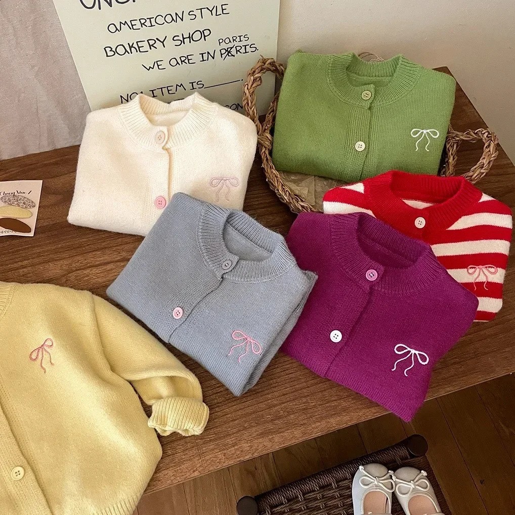 Girls Cardigans Autumn Winter Knitting Tops for Kids Children Jackets Toddler Sweaters Baby School Outfits Warm Clothing 250206