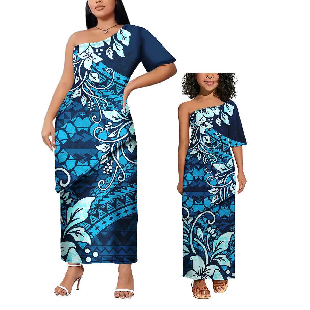 Custom Polynesian Samoan Tribal Print Parent-child Mother Daughter Matching Clothes Family Dress Outfits Clothing Sets W250207