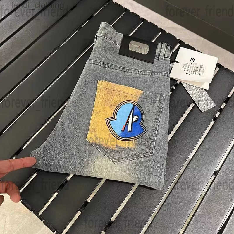 Men's Jeans designer Designer Brand New Elastic Casual for Men, Slim Fit Straight Leg Lyocell Embroidered Printed Washed Jeans, Style AY60 F52H