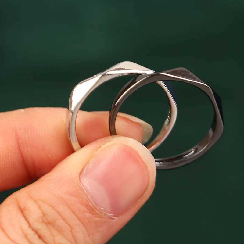 1Pair New Simple Geometric Couple Ring Rhombus Wedding Ring Couple Engagement Jewelry Party Gift W250207