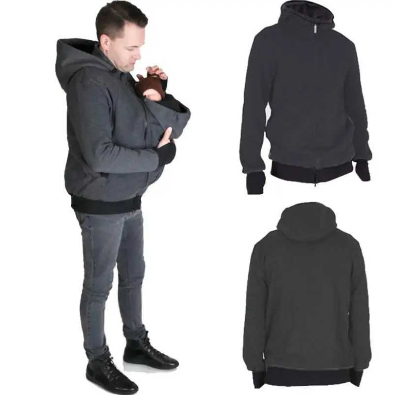 2024 New Autumn Winter3-in-1 Detachable Baby Sleeping Bag Multifunctional Kangaroo dad Hooded Sweater Jacket mens W250207