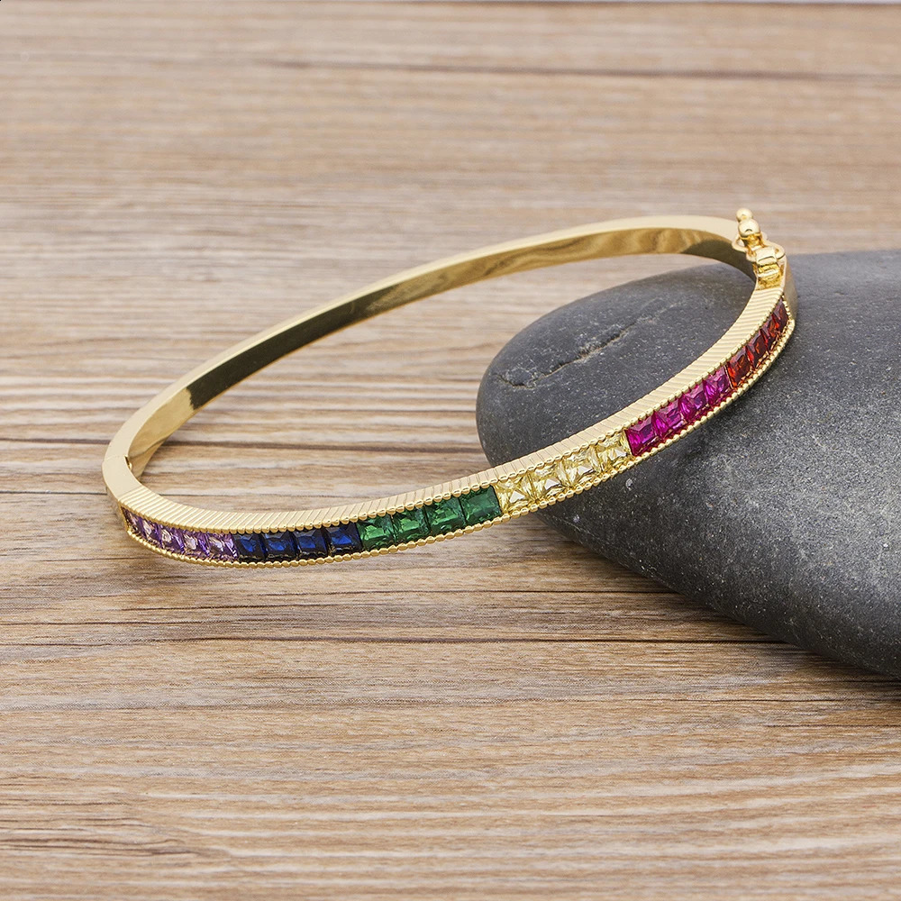 Nidin Fashion Bracelets Top Quality Copper Zirconia Cuff Bangle Jewelry For Female Women Party Wedding Gift 250207