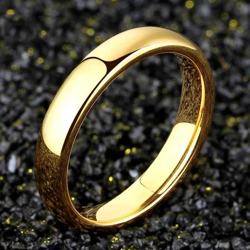 StainlESS Steel Smooth Cambered Ring Steel Color 6mm Wide Simple Geometric Type Mens Ring Gold Rings for Women W250207