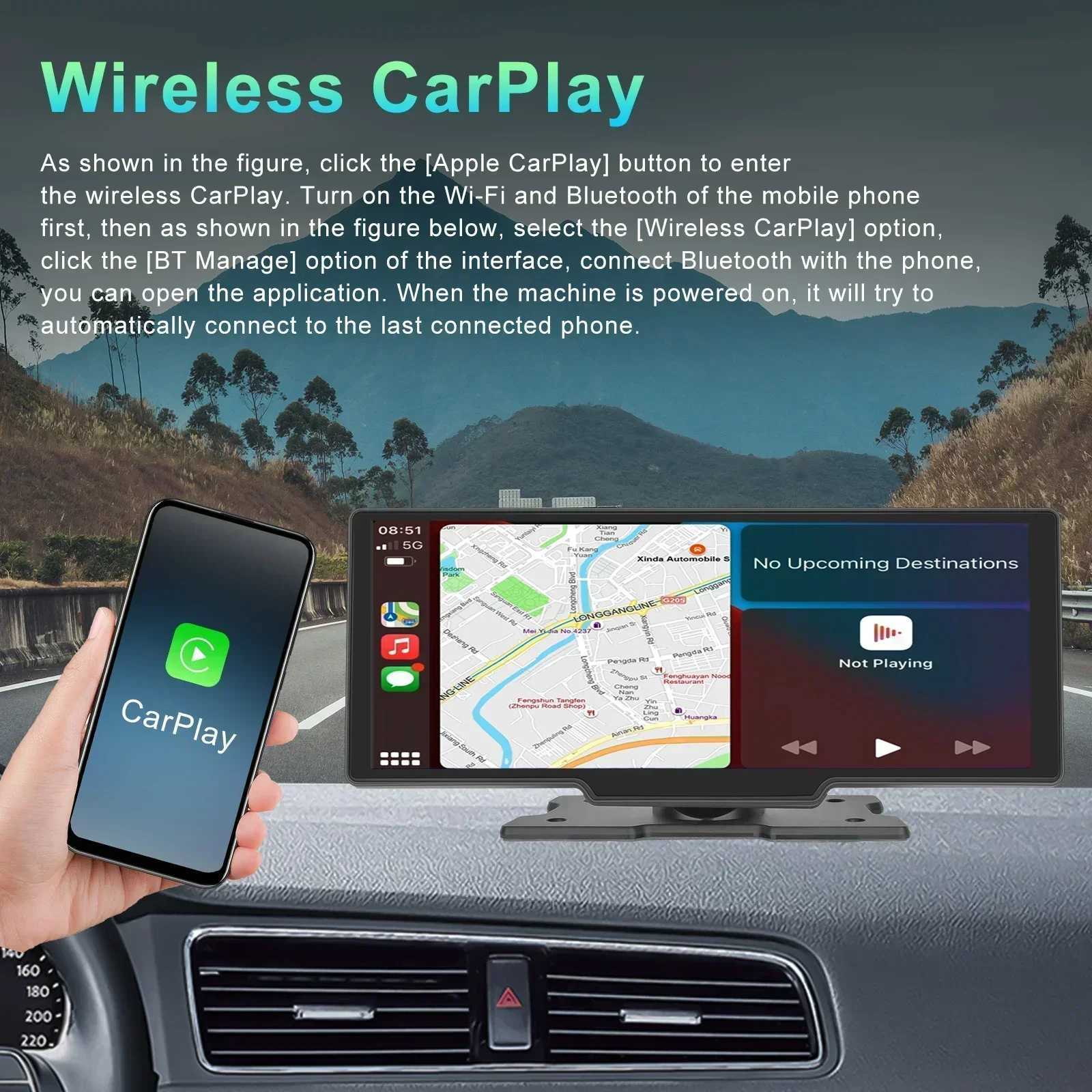 Car DVRs 10.26 inch Dash Cam Rear View Camera IPS Color Screen Carplay And Android Smart Player in Car DVR BT FM Mirror Monitor H250206