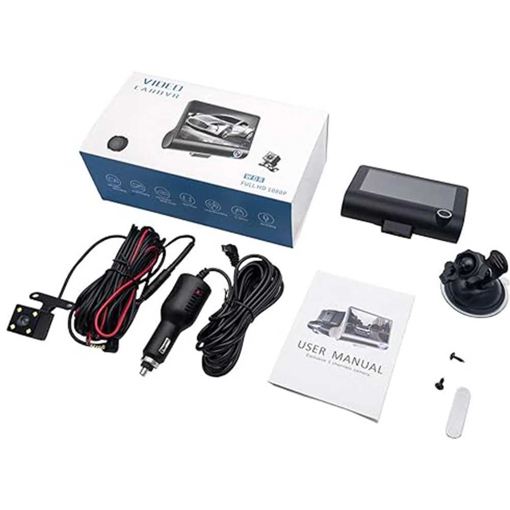 Car DVRs Car Video Recorder Car DVR Video Recorder 4 Inch Front and Rear View Video 3 Ways 1080P Dash Cam H250206