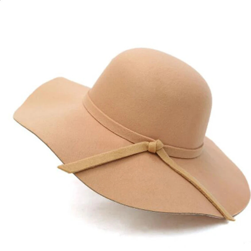Felt Bowler Hawkins Felt Cap Wide Brim Ladies Trilby Feminino Hat Women Men Jazz Church Godfather Sombrero Caps Wool Fedora Hats 250206