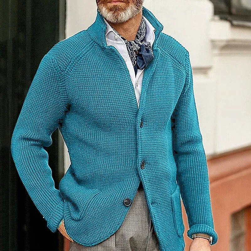 Men Single Breasted Cardigan Knitted Coat Autumn Winter Sweater Coat Women Long Sleeve Stand-up Collar Slim Fit Sweater Top 250206