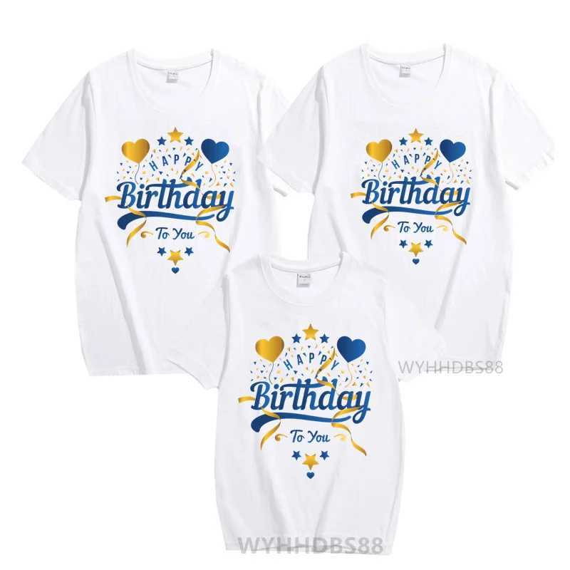 Family Matching Clothing Happy Birthday Party T-shirt Mom Dad Daughter Son T-shirt Family Dress Up T-shirt W250207