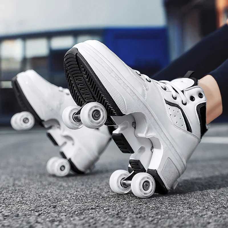 Deformation Parkour Four Wheels Rounds Of Running Shoes 2024 Casual Sneakers Unisex Deform Roller Shoes Skating Shoes W250207